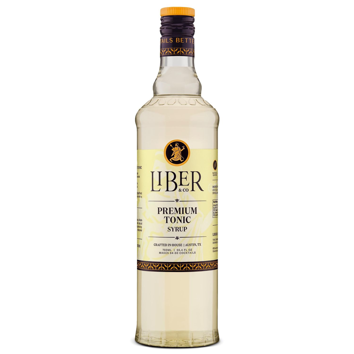 Liber Co. Premium Tonic Syrup (25.4 oz) - Craft Cocktail Mixer with Guatemalan Highland Quinine Citrus Oils - Perfect for Customizable Gin Tonics Mocktails