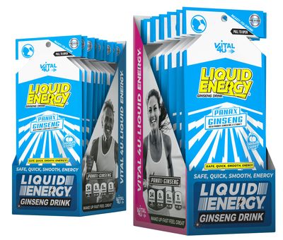 VITAL 4U Liquid Energy Shot - Ginseng, Naturally Sweetened, Chocolate Cherry Flavor, 24 ct