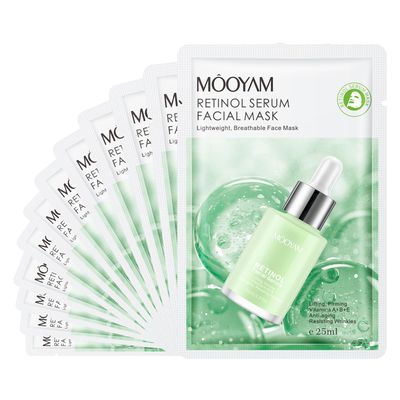GUOYAOLIFU Face Masks Skincare, 12 Pack Retinol Serum Sheet Masks - Hydrating Smoothing, Moisturizing Nourishing for All Skin Types