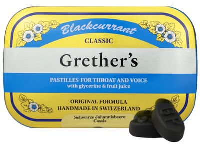 GRETHER&#39;S Pastilles Classic Blackcurrant Natural Remedy Dry Mouth Relief - Soothing Throat Healthy Voice - Long-Lasting Flavor, Gift for Singers - 1-Pack - 3.75 oz.