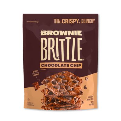 Brownie Brittle - Original Chocolate Chip Thin and Crispy Sweet Snacks, Family Size (Pack of 1, 14 oz), Rich Gourmet Brownie Bites Dessert