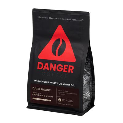 Danger Coffee by Dave Asprey, Remineralized, Mold Free Lab Tested Whole Bean Coffee, Dark Roast, 10.9 Ounce