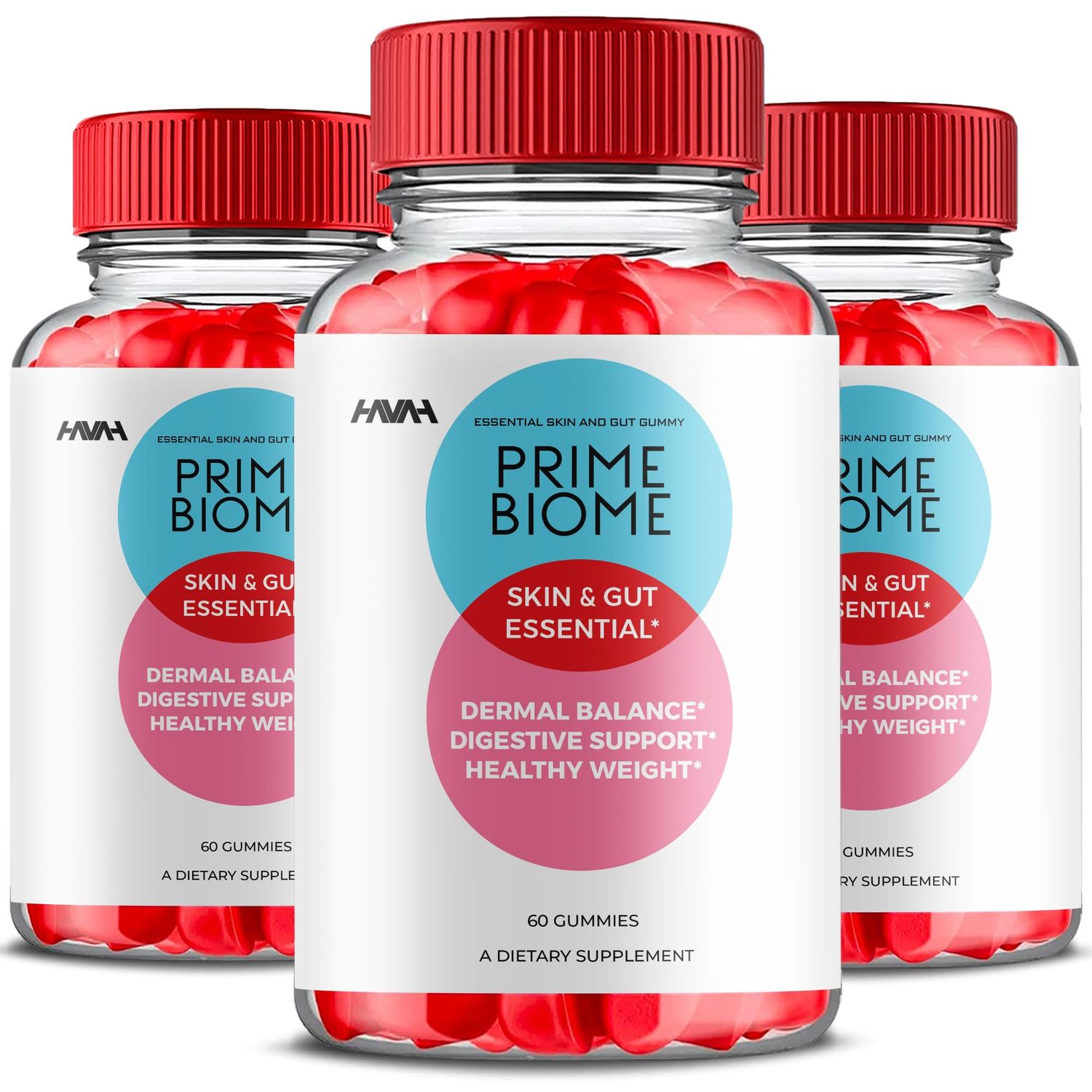 (3 Pack) Prime Biome Gummies PrimeBiome Skin Gut Support Gummy Formula, PrimeBiome Overall Health Wellness Vitamin B12 B6 Folic Acid Support Supplement, Prime Biome Advanced Formula (180 Gummies)