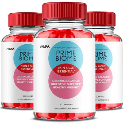 (3 Pack) Prime Biome Gummies PrimeBiome Skin Gut Support Gummy Formula, PrimeBiome Overall Health Wellness Vitamin B12 B6 Folic Acid Support Supplement, Prime Biome Advanced Formula (180 Gummies)
