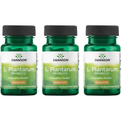 Swanson L. Plantarum - Digestive Supplement Promoting Gastrointestinal Balance Bowel Regularity - Natural Formula to Help Reduce Bloating - (30 Veggie Capsules) (3 Pack)
