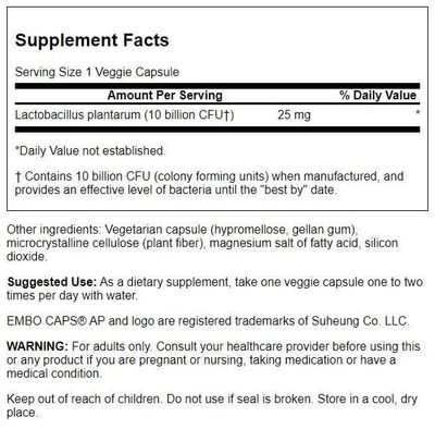 Swanson L. Plantarum - Digestive Supplement Promoting Gastrointestinal Balance Bowel Regularity - Natural Formula to Help Reduce Bloating - (30 Veggie Capsules)