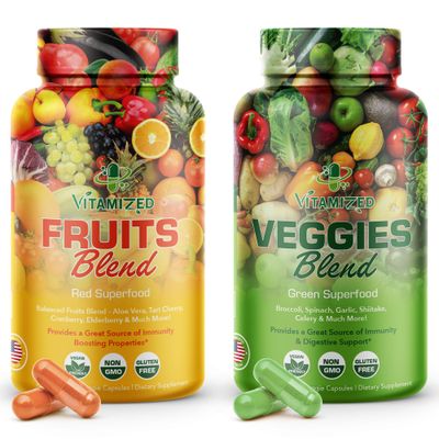 Fruits and Vegetables Supplements With BioPerine, Contains 38 Fruits Vegetables Super Food Powder Supplements Formula For Overall Health Nature Energy Boost for Adults Men Women - Made in USA