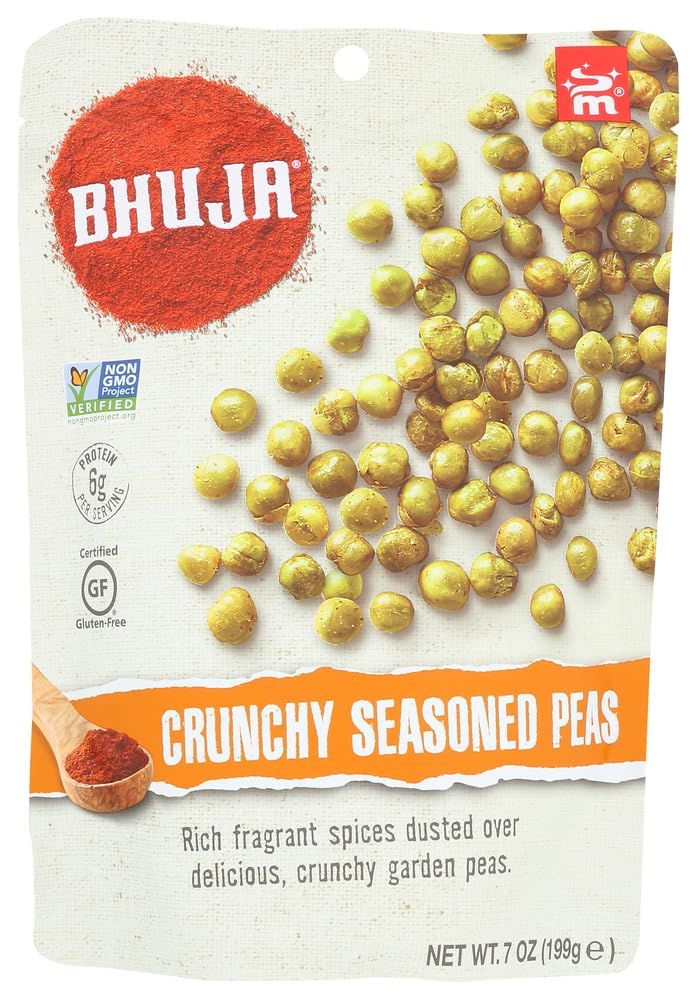 Bhuja Snacks Crunchy Seasoned Peas Gluten Free -- 7 oz Pack of 2