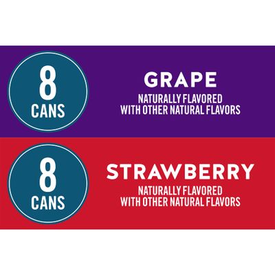 Waterloo Sparkling Water Two-Flavor Pack, 12 Fl Oz Cans, Pack of 16, 8 x Grape, 8 x Strawberry Zero Calories Zero Sugar or Artificial Sweeteners Zero Sodium