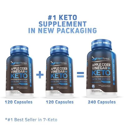 Herbtonics Apple Cider Vinegar with Keto BHB Salts - GLP-1 Support Supplement Keto Diet Pills for Women Men Supports Appetite Metabolic Function 240 Keto ACV Capsules