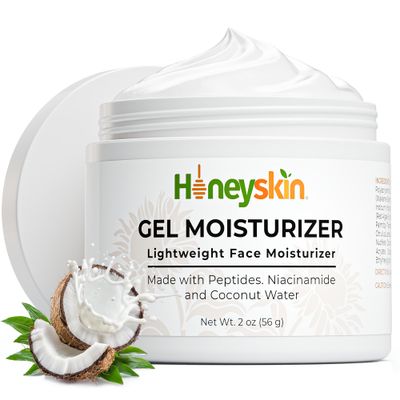 Honeyskin Gel Moisturizer for face - Lightweight Water Gel Infused with Coconut water with Niacinamide Peptides for Deep Hydration - Hypoallergenic Face Moisturizer for Women 2oz
