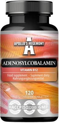 APOLLO&#39;S HEGEMONY Adenosylcobalamin 120 Tablets - Optimal Bioavailable Vitamin B12 for Enhanced Energy Metabolism - 480 Servings - Diet Supplement