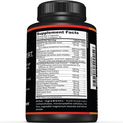 Premium Blood Sugar Support Supplement-Supports Healthy Blood Sugar Levels Already Within Normal Range - Includes Bitter Melon Extract, Vanadium, Chromium, Cinnamon, Alpha Lipoic Acid-60 Capsules