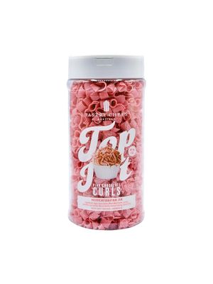 Pastry Chef&#39;s Boutique Pink Blossom Belgian Chocolate Curls Topping for Cupcake, Hot Cocoa, Ice Cream Cookies Cake Decorating - 5 oz