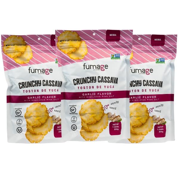 3-Pack - Fumage Crunchy Cassava Garlic Chips Non-GMO, Gluten Free, Vegan, Kosher