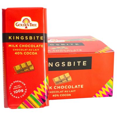 Kingsbite Award Winning Milk Chocolate Bars, 40 Cocoa, Bulk Box of 10, All Natural Ethically Sourced Chocolate Bars, 100 Single Source Ghana Chocolate