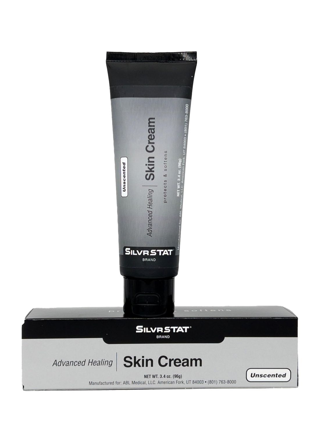 SilvrSTAT Advanced Healing Skin Cream with Silver, Vitamin E, Hyaluronic Acid Which Promotes Natural Healing Unscented 3.4 oz