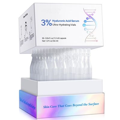 Hyaluronic Acid Tubes 3 Hyaluronic Acid Serum for Face Anti-Aging Hydrating Serum 4D Hyaluronic Acid for All Skin Types 1.2ml x 30 Vials