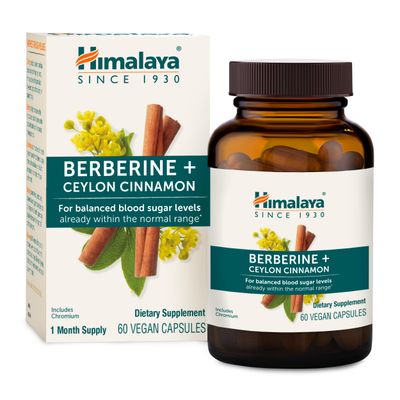Himalaya Berberine Ceylon Cinnamon from Indian Barberry Root, Includes Chromium, for Gastrointestinal, and Daily Metabolism Support, Vegan, Gluten Free, Herbal Supplement, 60 Capsules