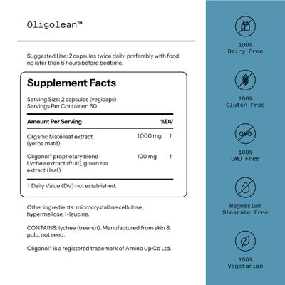 Quality of Life - Oligolean - Featuring Oligonol and Yerba Mate - Natural Metabolism Support Supplement