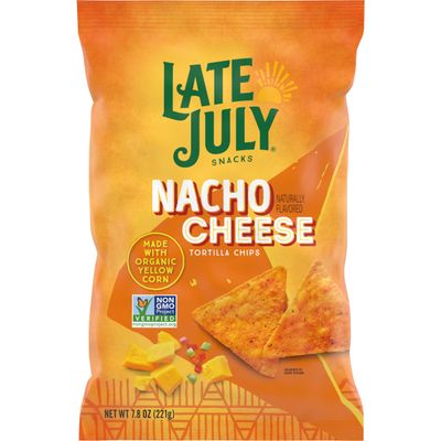 Late July Snacks Nacho Cheese Tortilla Chips, 7.8 oz Bag (Pack of 12)