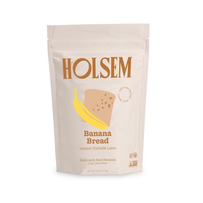 Banana Bread Instant Oat Milk Latte by Holsem Coffee, Organic Ingredients, Premium Coffee, Non-GMO, Vegan, Gluten Free, 5 Servings