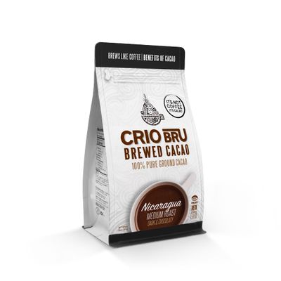 Crio Bru Brewed Cacao Nicaragua Medium Roast - Coffee Alternative Natural Healthy Drink 100 Pure Ground Cacao Beans 99.99 Caffeine Free, Keto, Low Carb, Paleo, Non-GMO, (10ozFBM)
