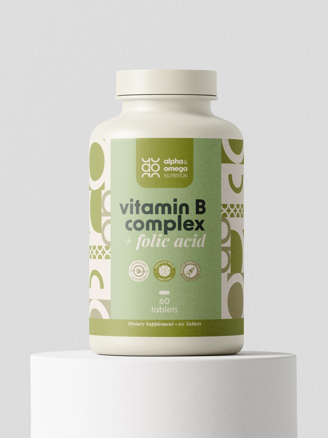 Alpha Omega Nutrition Vitamin B-Complex Folic Acid, Support Neurological and Cardiovascular Health, Energy Levels Nervous System Support, Vitamin B12, Biotin More - 60 Tablets, 2 Mo Supply