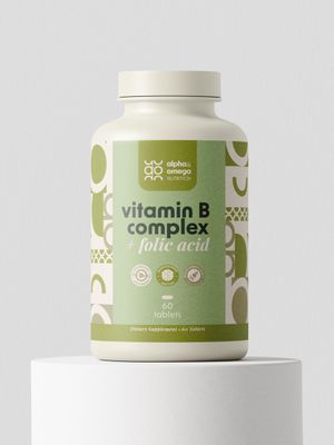 Alpha Omega Nutrition Vitamin B-Complex Folic Acid, Support Neurological and Cardiovascular Health, Energy Levels Nervous System Support, Vitamin B12, Biotin More - 60 Tablets, 2 Mo Supply