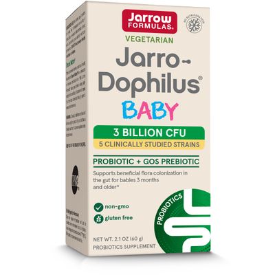 Jarrow Formulas Jarro-Dophilus Baby Probiotic GOS Prebiotic, Dietary Supplement, Gut Support for Babies, 2.1 oz Powder, 60 Day Supply