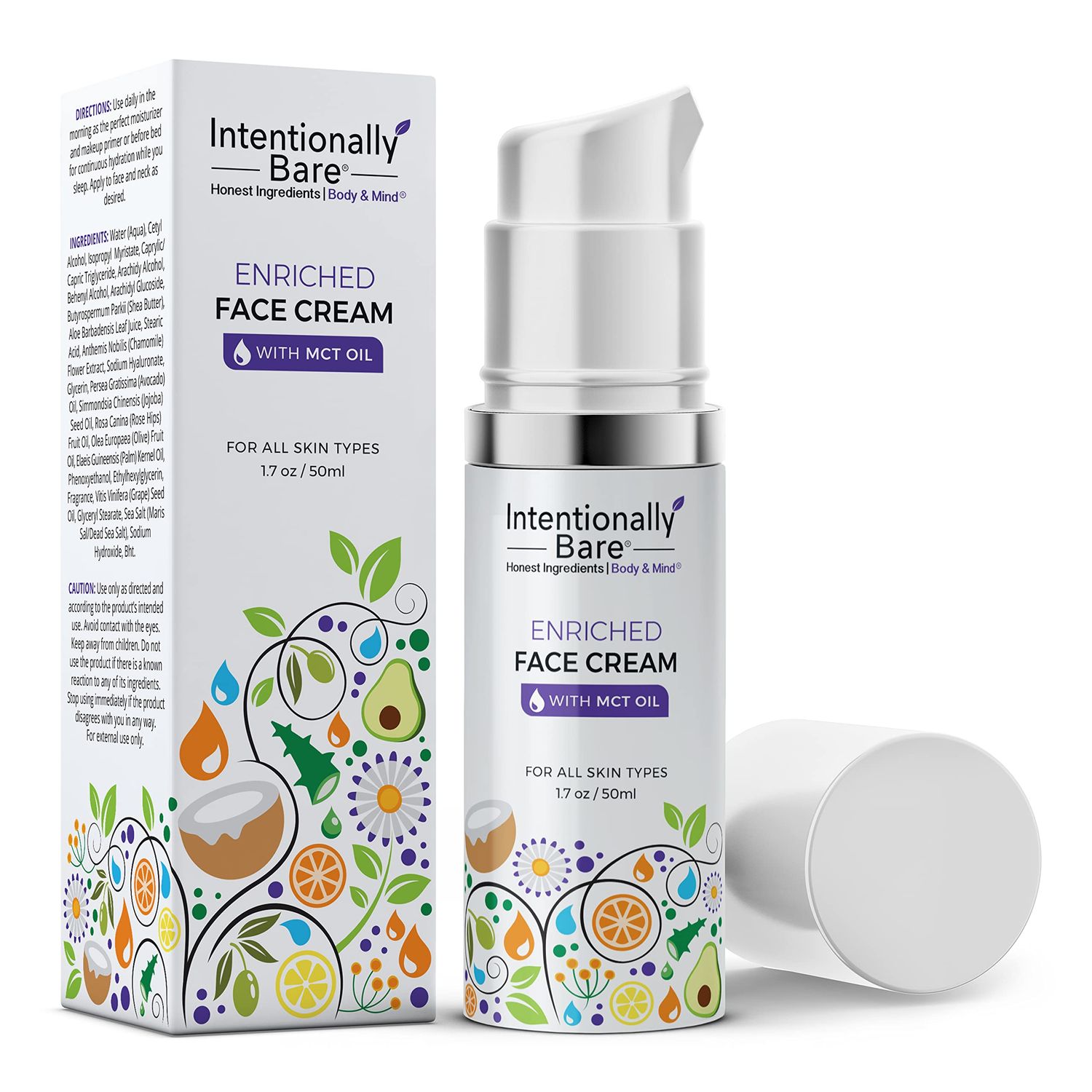 Intentionally Bare Enriched Moisturizer Face Cream - Wrinkle Cream with MCT Oil - Non-Greasy Collagen Moisturizer for Face Fine Lines Dry Skin - Hydrating Face Cream Anti Aging for All Skin Types