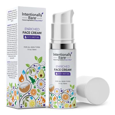 Intentionally Bare Enriched Moisturizer Face Cream - Wrinkle Cream with MCT Oil - Non-Greasy Collagen Moisturizer for Face Fine Lines Dry Skin - Hydrating Face Cream Anti Aging for All Skin Types