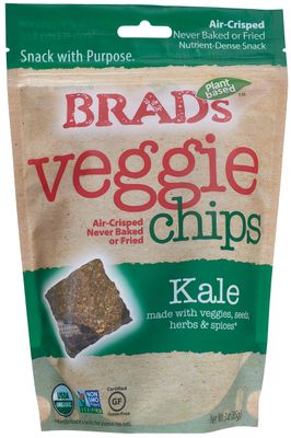 Brad&#39;s Plant Based, USDA Organic, Gluten Free, Veggie Chips, Kale, 3 Ounce (4 Count) (Packaging may vary)