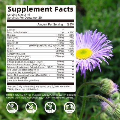 TMG Supplement Liquid Drops, Trimethylglycine 1000mg High Absorption, Boosts Energy, Supports Methylation, Liver Wellness Cognitive Function - Non-GMO, Vegan, Blood Orange Flavor, 2 Fl.Oz