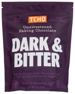 Tcho Unsweetened Baking Chocolate, Dark Bitter, 100 Plant Based, 100 Cacao, No Added Flavors or Sugars, Vegan, Kosher, USDA Certified Organic, Non-GMO, 8 Ounce (Pack of 6)
