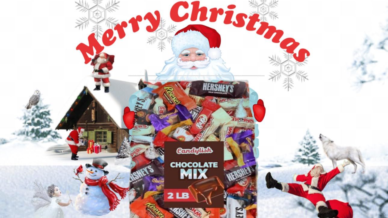 Christmas Chocolate Candy Mix, 2 LB Bulk, Assorted Individually Wrapped
