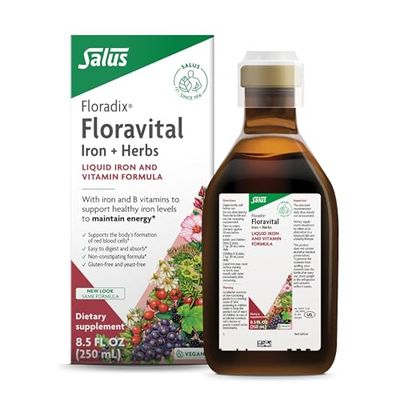 Floradix Floravital Liquid Iron Vitamins Formula - Liquid Iron Supplement with B Complex Vitamins, Vitamin C Herbs for Energy Support - Vegan, Gluten-Free, Yeast- Free, Non-GMO - 8.5 Fl Oz