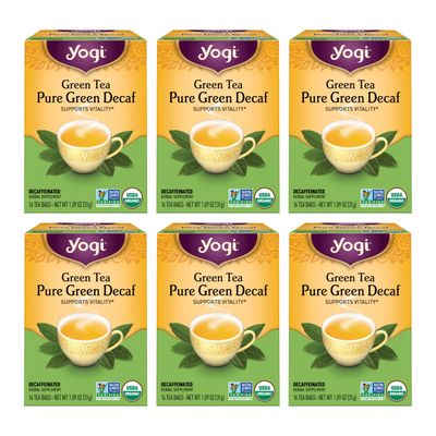 Yogi Tea - Green Tea Pure Green Decaf (6 Pack) - Supports Vitality - 96 Tea Bags