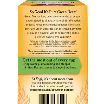 Yogi Tea - Green Tea Pure Green Decaf (6 Pack) - Supports Vitality - 96 Tea Bags