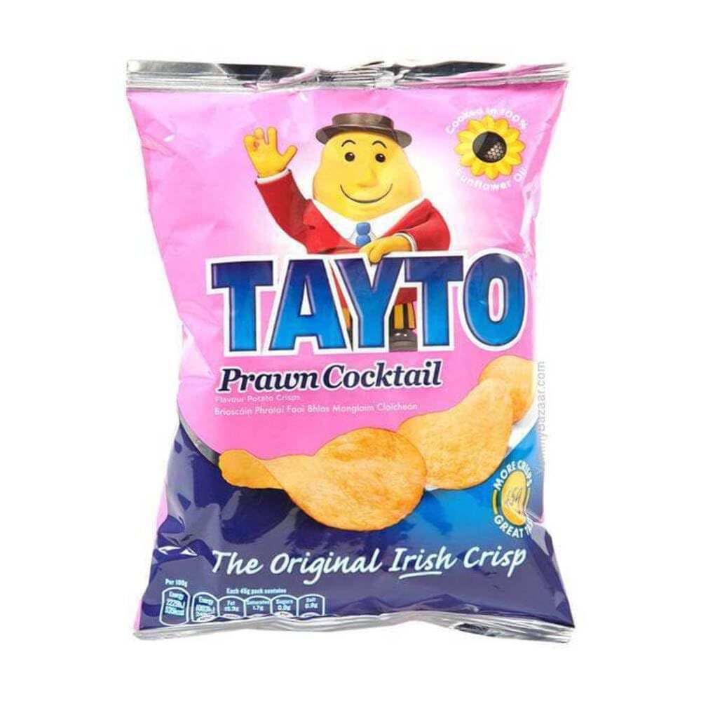 Tayto Prawn Cocktail Flavour Potato Crisps from Ireland 8 packs