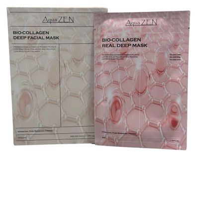 Aqua ZEN Bio-Collagen Deep Hydrogel Facial Mask Hydrating, Rejuvenating, Pore Minimizing, Firming - Collagen, Probiotics, Low Molecular Hyaluronic Acid, Niacinamide 34g x 4 Facial Masks