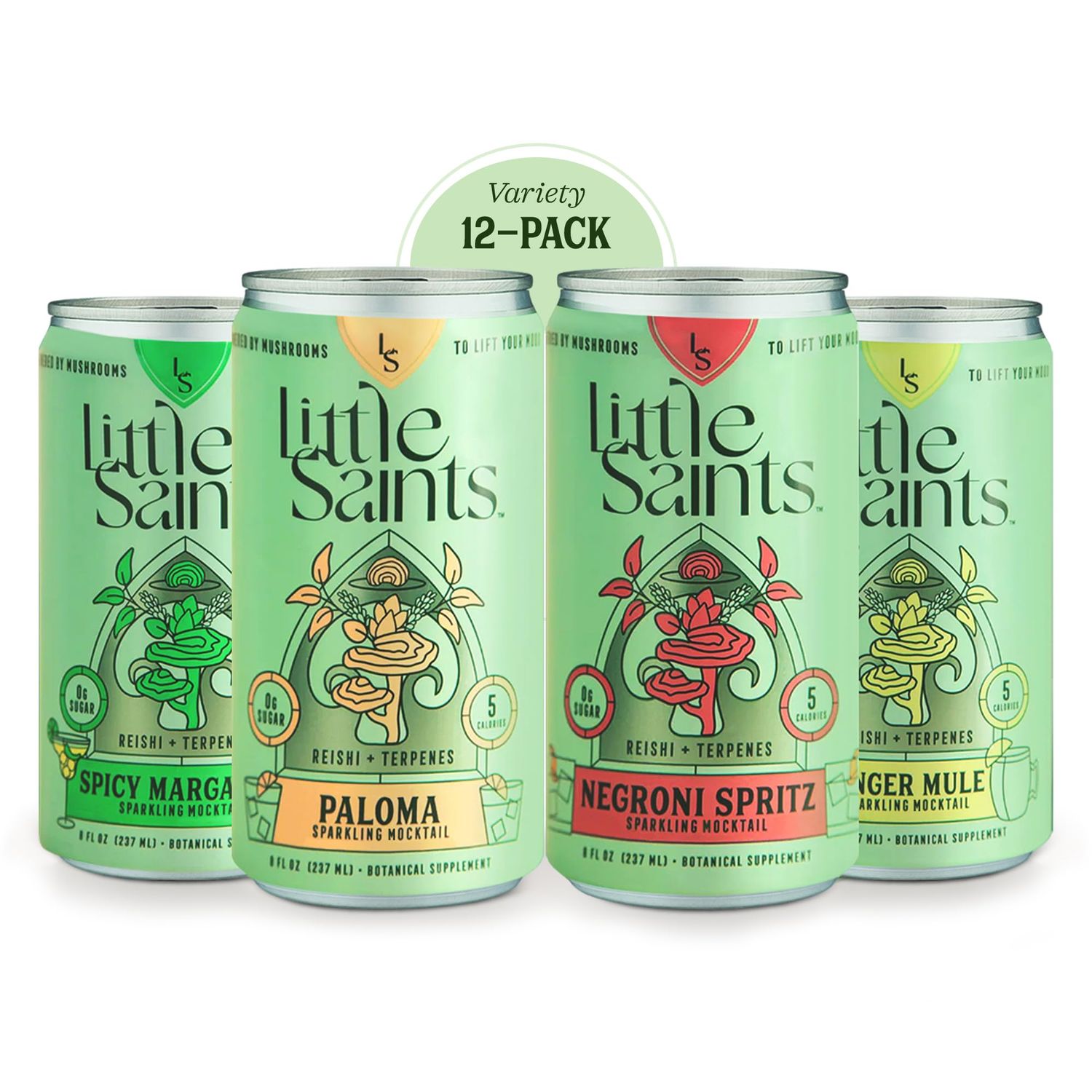 Little Saints Non-Alcoholic Drinks Variety Pack - Sugar Free Zero Proof Mocktails Include Ginger Mule, Negroni Spritz, Spicy Margarita Paloma - Ready-to-Drink Beverage for Parties Celebrations