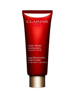 Clarins Super Restorative Hand Cream Anti-Aging Targets Dark Spots and Wrinkles Promotes Youthful-Looking Hands Immediately and Over Time Shea and Mango Butters Nourish, Soften and Smoothe