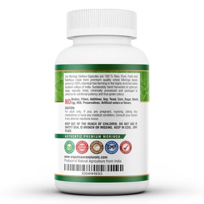 Organic Aura Moringa Capsules - 240 HPMC Veg Capsules - Naturally Supports Metabolism, Lactation and Immunity