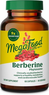MegaFood Berberine Phytosome - Berberine Supplement 550 mg Per Serving, 1100 mg Daily - 9X Absorption - Supports A Healthy Metabolism Cholesterol Levels - Vegan - 60 Capsules, 30 Day Supply