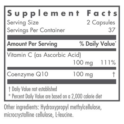 Nutricology Coenzyme Q10 Supplement - with Vitamin C, Heart Health, CoQ10 50mg, Ubiquinol, Antioxidant, Vegetarian Capsules - 75 Count