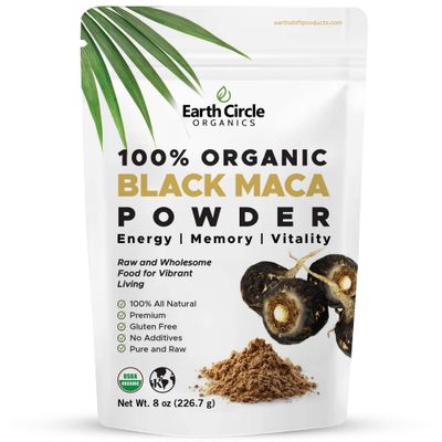 Organic Black Maca Peruvian Root Powder Black Maca Root for Men Natural Supplement Essential Vitamins, Minerals Fatty Acids Improved Energy Immune Support (8oz, Pack of 1)