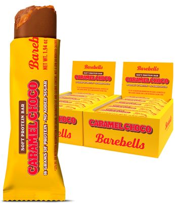 Barebells Soft Protein Bars Caramel Choco - 24 Bars (2 Packs of 12) - Protein Snacks with 16g of High Protein - Fluffy Chocolate Protein Bar with 2g of Total Sugars - Soft Protein Snack Breakfast Bars