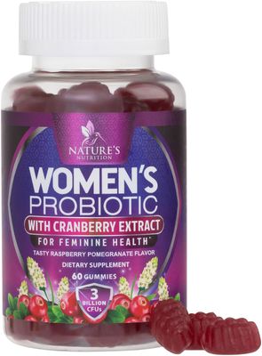 Probiotics for Women Gummy - 6 Diverse Strains w Cranberry, PH Balance, Digestive Feminine Health Support, 3 Billion CFU Womens Probiotic for Urinary Immune Support, Non-GMO - 60 Gummies