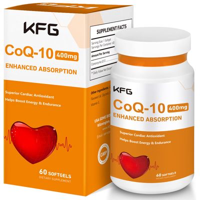 KFG CoQ10 400mg Softgels, Coenzyme Q10 Supplements Support Heart Health, Cardiovascular Health, Immune System Cellular Energy Production, Gluten Free